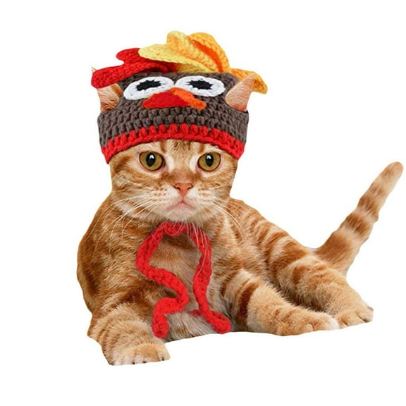 Christmas Pet Cat Turkey Hat Pet Knitted Cap Crochet Hat for Cats Small Dogs Thanksgiving Apparel