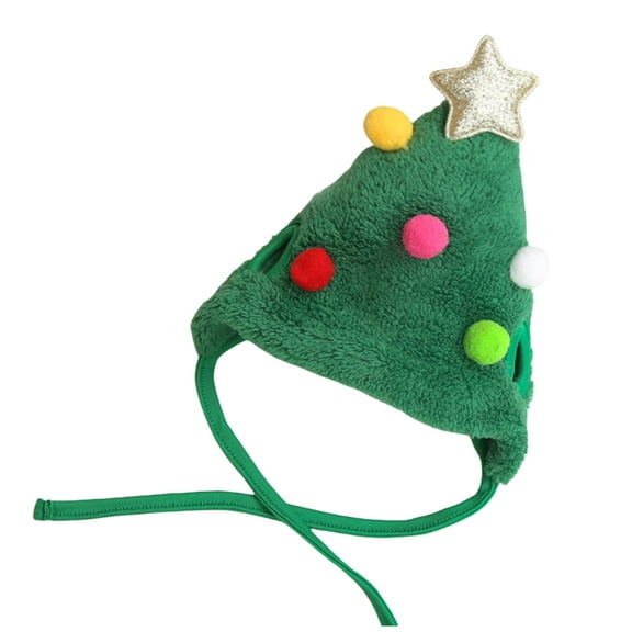 Christmas Pet Costume Dog Cats Christmas Tree Reindeer Hat Headwear Pet Birthday Supply Dog Hat Colorful Pompoms