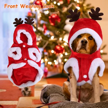 California Pet Costume - Reindeer Dog Outfit For Christmas - Red
