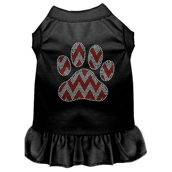 Christmas Pet Dog Cat Dress Rhinestone, "Candy Cane Chevron Paw"