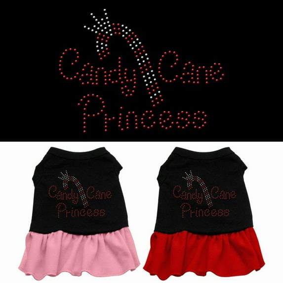 Christmas Pet Dog Cat Dress Rhinestone, "Candy Cane Princess"
