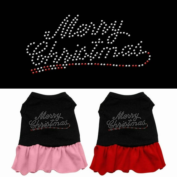 Christmas Pet Dog Cat Dress Rhinestone, "Merry Christmas"