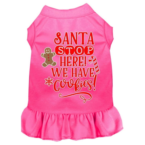 Christmas Pet Dog Cat Dress Screen Printed, "Santa Stop Here, We Have Cookies"