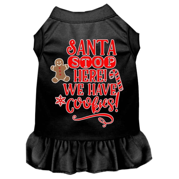 Christmas Pet Dog Cat Dress Screen Printed, "Santa Stop Here, We Have Cookies"