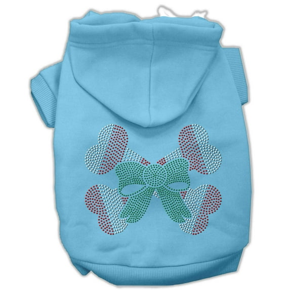 Christmas Pet Dog Cat Hoodie Rhinestone, "Candy Cane Crossbones"