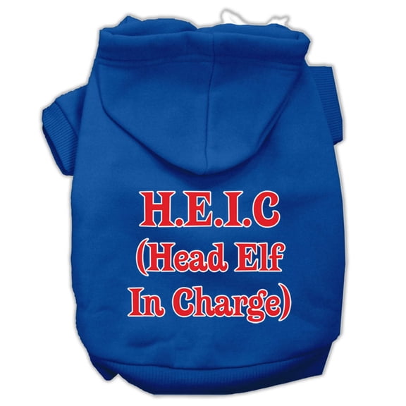 Christmas Pet Dog Cat Hoodie Screen Printed, "Head Elf In Charge"