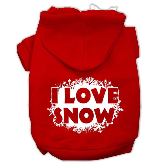 Christmas Pet Dog Cat Hoodie Screen Printed, "I Love Snow"