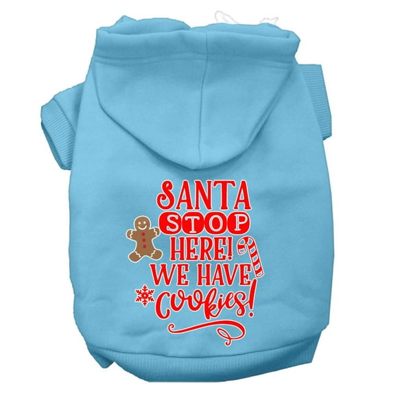 Christmas Pet Dog Cat Hoodie Screen Printed, "Santa Stop Here, We Have Cookies"