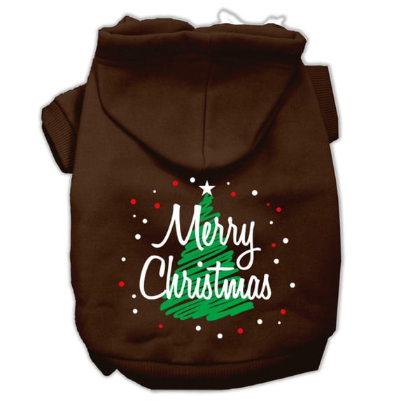 Christmas Pet, Dog Cat Hoodie Screen Printed, "Scribble Merry Christmas"