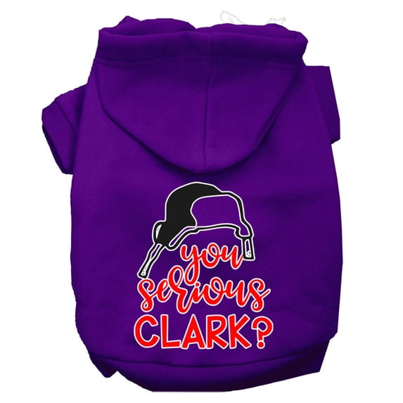 You Serious Clark? Screen Print Dog Hoodie Small Purple