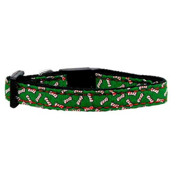 Christmas Pet Dog Cat Nylon Collar or Leash, "Candy Cane Bones"