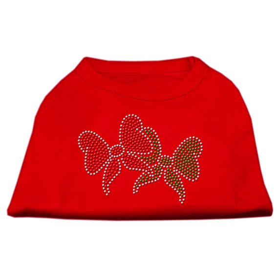 Christmas Pet Dog Cat Shirt Rhinestone, "Christmas Bows"