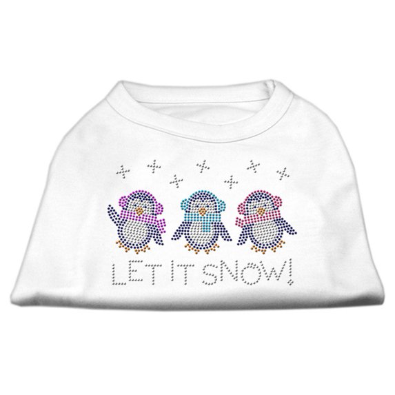 Christmas Pet Dog Cat Shirt Rhinestone, "Let It Snow Penguins"