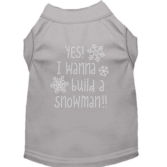 Christmas Pet Dog Cat Shirt Rhinestone, "Yes, I Want to Build a Snowman"