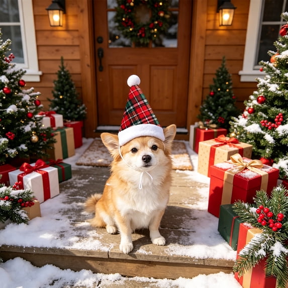 Christmas Pet Hat Cute Holiday Clothing Accessory, Santa Hat Dress Up Supplies for Small Medium Dogs Cats Party