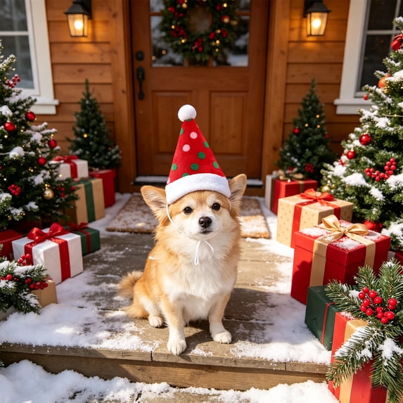 Christmas Pet Hat for Small Medium Dogs and Cats, Cute Santa Hat Holiday Costume Accessory for Christmas Parties and Photoshoots
