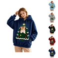 thumbnail image 1 of Christmas Pet Pouch Hoodie for Women Long Sleeve Xmas Tree Graphic Loose Flannel Pullover Sweatshirt Dog Cat Carrier Hoodie, 1 of 8