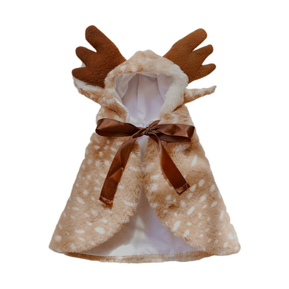 Christmas Pet Reindeer Costume – Dog & Cat Holiday Cape with Antler Hat, Velvet Pet Cloak Outfit for Festive Photos, Parties & Winter Dress-Up Accessories, M
