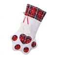 thumbnail image 1 of Christmas Pet Stocking Socks Dog Cat Paw Plaid Xmas Tree Hanging Ornament Gift, 1 of 7
