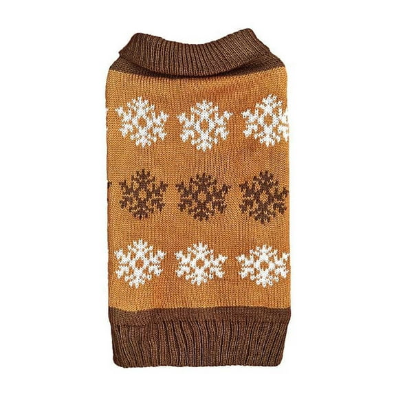 Christmas Pet Sweater Grey Brown Snowflake Knitted Collar Soft Warm All Ages Pets