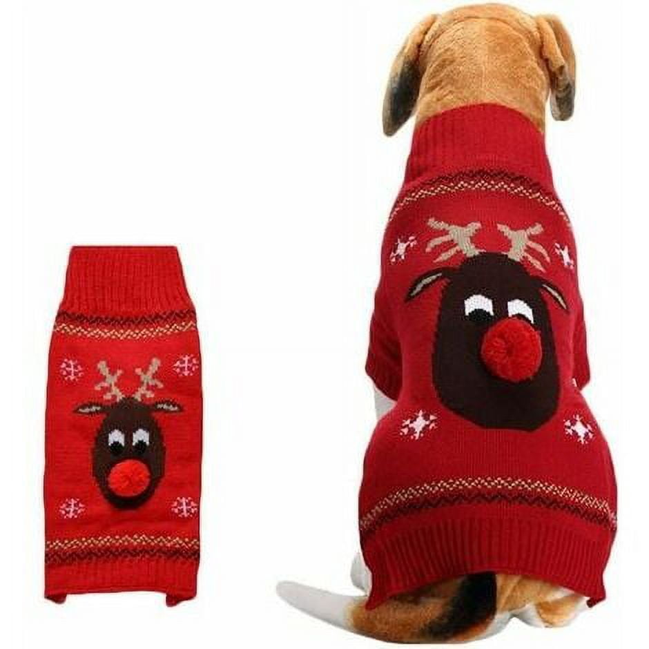 Christmas Pet Sweater Warm Sweater Dog Cat Red Nose Deer Winter Clothes
