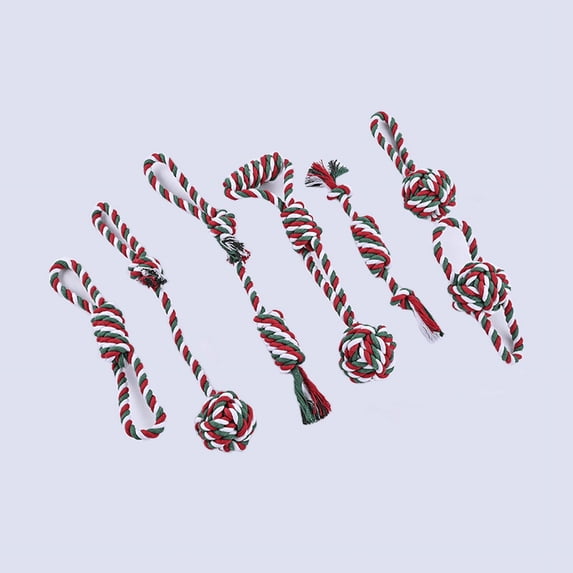 Christmas Pet Toys - Made of cotton rope, sturdy and durable chewing pet toys that don't hurt teeth, can clean teeth.7-PACK