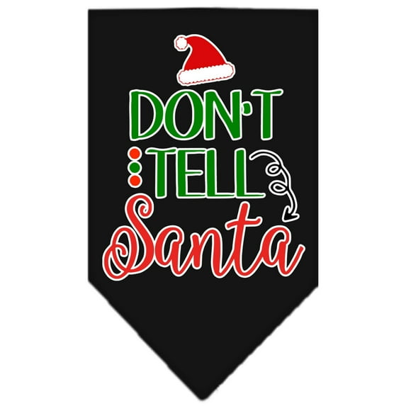 Christmas Pet and Dog Bandana Screen Printed, "Don't Tell Santa"