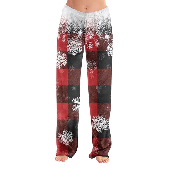 Christmas Petite Pajamas for Women Casual Christmas Snowflake Graphic Flannel Pj Bottoms Soft Elastic Waist Holiday Lounge Sleepwear Pants Comfy Fall Pajama Pants Multicolor XS