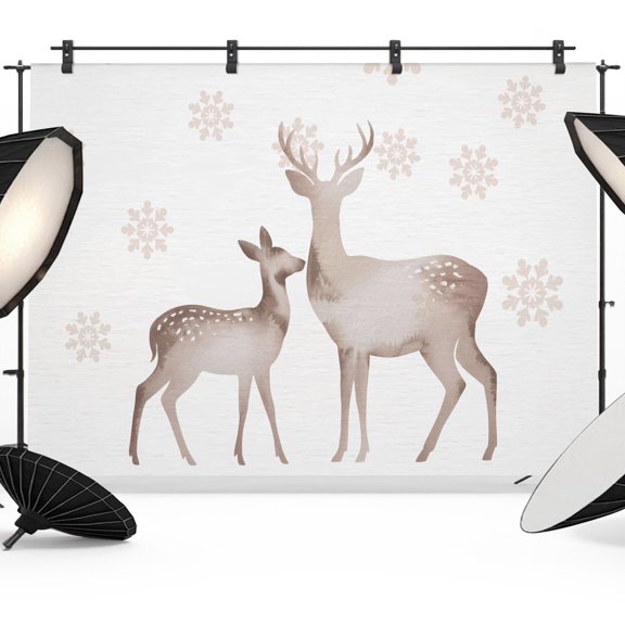 Christmas Photo Backdrop 10x8 ft Deer Photography Backdrops Curtains Picture Wall Covering Elk Winter Snowflake Photo Booth Drapes for Backdrop Photoshoot Wedding Party Birthday Background Screen