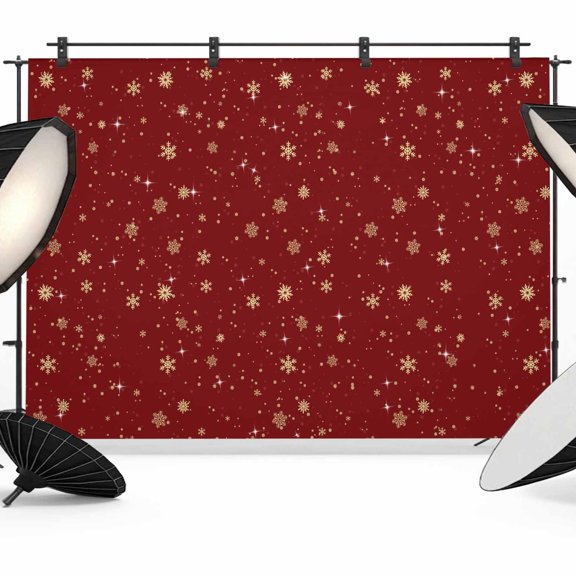 Christmas Photo Backdrop 10x8 ft Snowflakes Golden Photography Backdrops Curtains Wall Covering Stars Snowy Red Photo Booth Drapes for Backdrop Photoshoot Wedding Party Birthday Background Screen