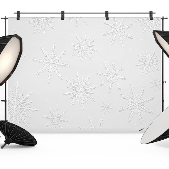 Christmas Photo Backdrop 10x8 ft Winter Snowflower Photography Backdrops Curtains Wall Covering Grey Winter Snow Photo Booth Drapes for Backdrop Photoshoot Wedding Party Birthday Background Screen