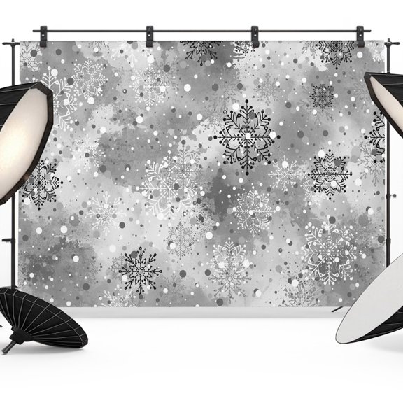 Christmas Photo Backdrop 5x7 ft Grey Snowflake Photography Backdrops Curtains Wall Covering Gray Snowflake Winter Photo Booth Drapes for Backdrop Photoshoot Wedding Party Birthday Background Screen