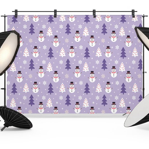 Christmas Photo Backdrop 5x7 ft Purple Snowman Photography Backdrops Curtains Wall Covering Xmas Tree Snowflakes Photo Booth Drapes for Backdrop Photoshoot Wedding Party Birthday Background Screen
