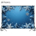 Christmas Photography Backdrop Blue Gradient Snowflakes Shiny Winter