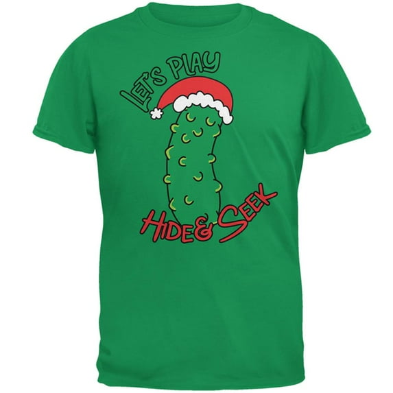 Christmas Pickle Hide And Seek Funny Mens T Shirt Irish Green 2XL