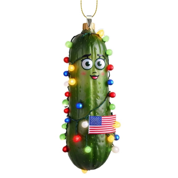 Christmas Pickle Ornament 2D Cucumber Hanging Decor with Rope for Xmas Tree Decoration