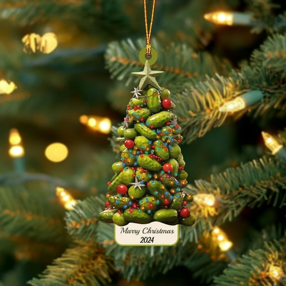 Christmas Pickle Ornament, Acrylic Hanging Decoration, Funny Green Cucumber Pendant, Holiday Tree Hanging Decoration, Xmas Fireplace Pendant, Unique Christmas Gift Ornament, Holiday Home Decoration