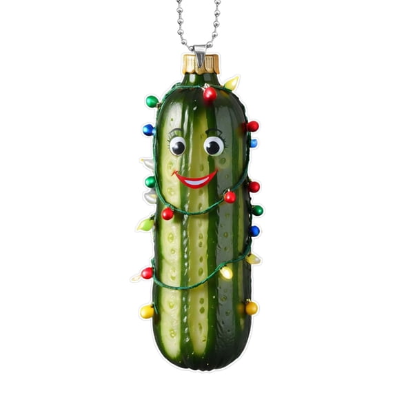 Christmas Pickle Theme Hangings - Adorable Pickle Ornaments for Christmas Tree | Cucumber Craft Pendant Tags, 2D Flat Holiday Ornaments Decor for Christmas, Parties Favor