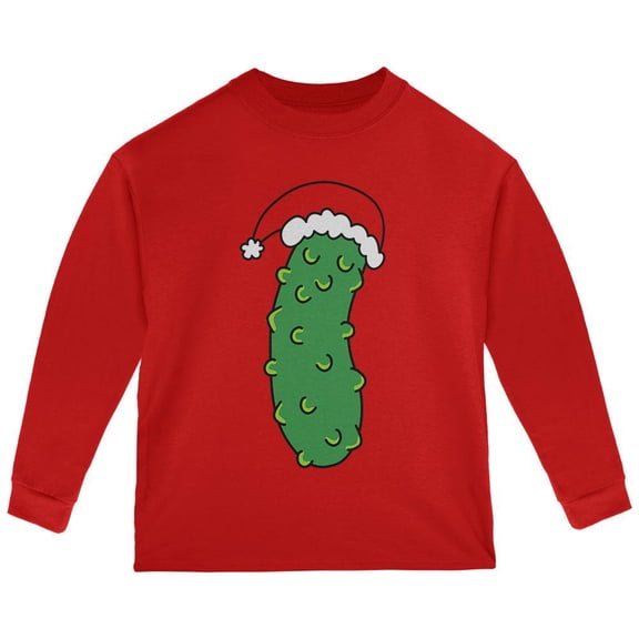 Christmas Pickle Toddler Long Sleeve T Shirt Red 2T