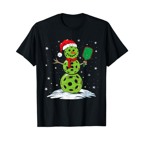 Christmas Pickleball Snowman Xmas Santa Hat Mens Womens Kids T-Shirt,Women's short-sleeved T-shirt celebrating the coming of Christmas