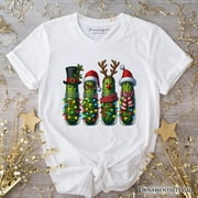 ORNAMENTALLYYOU Christmas Pickles T-Shirt, Festive Holiday Cucumber Holiday Tee