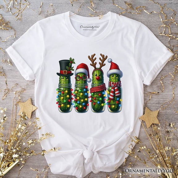 Christmas Pickles T-Shirt, Festive Holiday Cucumber Holiday Tee