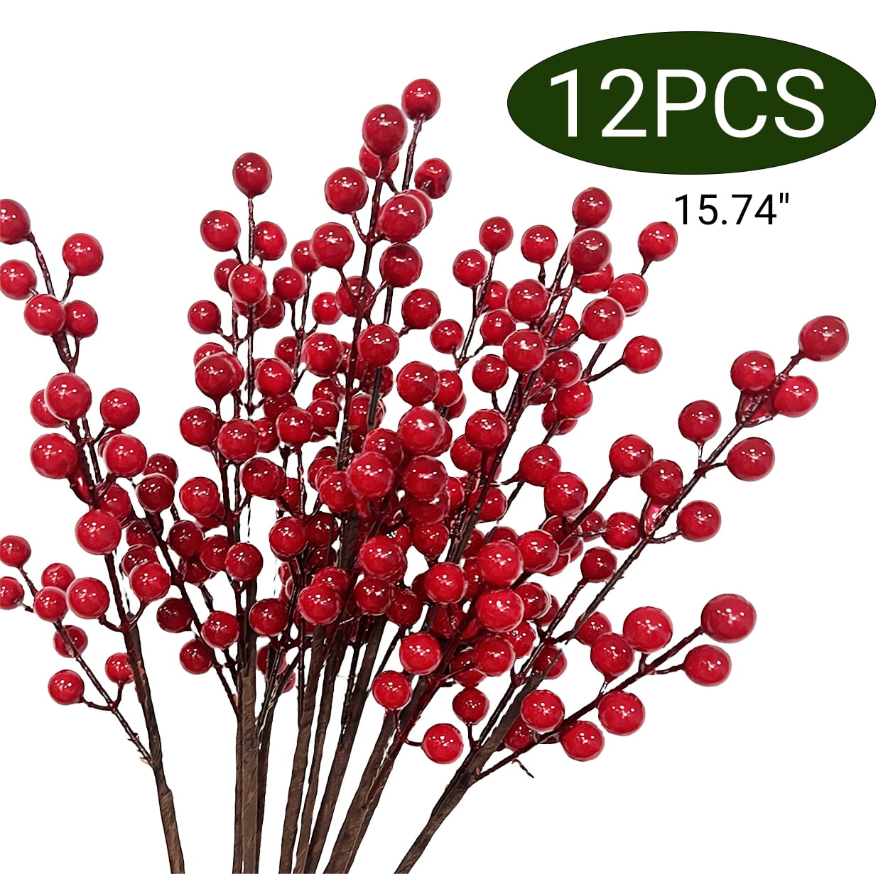 Christmas Picks Floral Picks Artificial Red Berry Stems Branches Fake