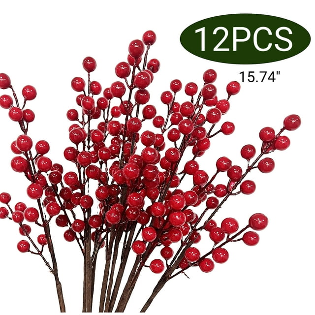 Christmas Picks Floral Picks Artificial Red Berry Stems Branches Fake
