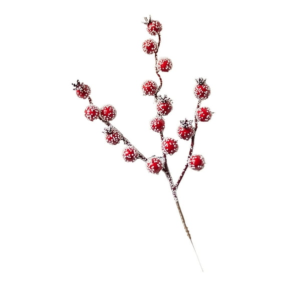 Christmas Picks Floral Picks Artificial Red Berry Stems Branches Fake Christmas Tree Picks Xmas Valenintes Wreath Crafts Decorations 1PACK