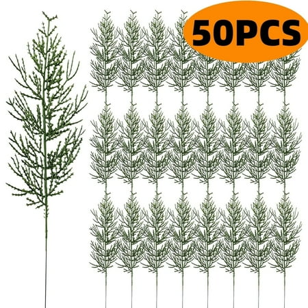 Christmas Picks Floral Picks Christmas Greenery Artificial Pine Branches for Garland Crafts Home Decoration 13.7" 50Pcs