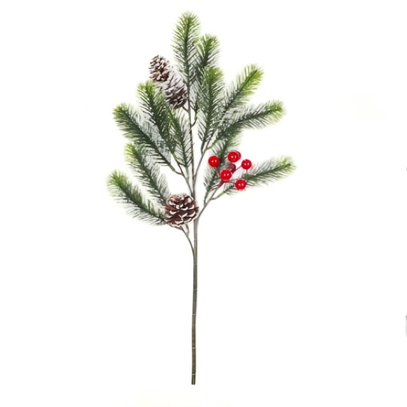 Christmas Picks, Realistic 19.7 Inch Artificial Pine Branches with Berries and Pinecones, Flexible Plastic Stems for Holiday Centerpieces, Mantel, Wreath and Diy Home Decor