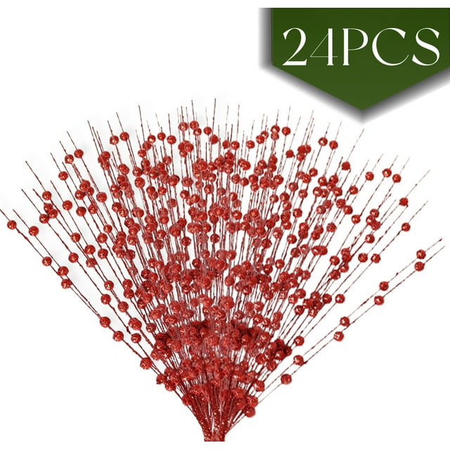 Christmas Picks Tree Picks Glitter Artificial Berries Stems for