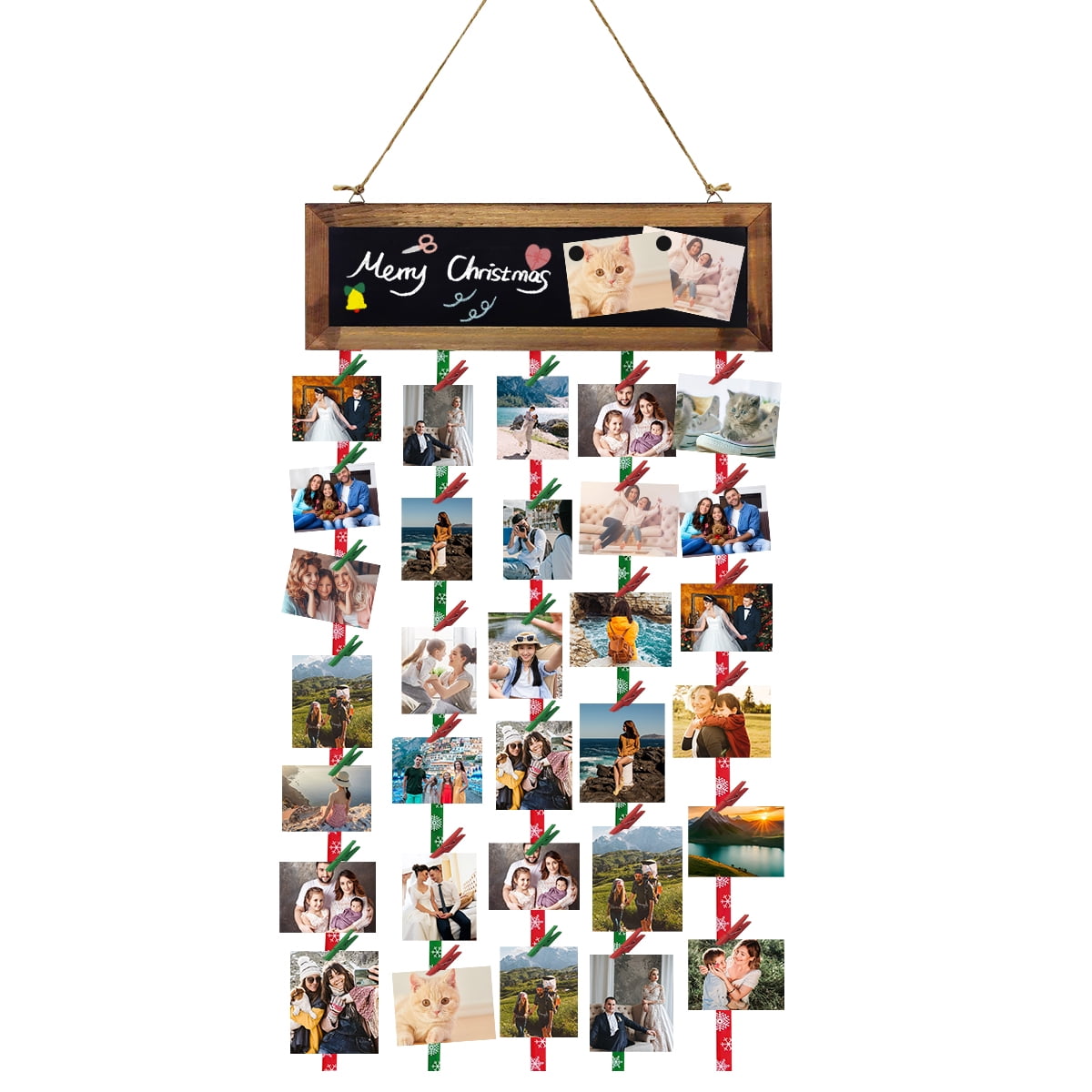 Christmas Picture Frames Collage Family Photo Hanging Display with 30