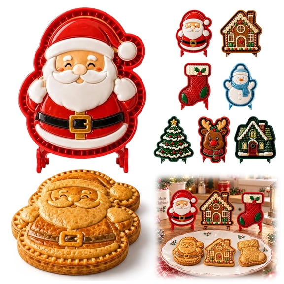 Christmas Pie Molds for Baking, Mini Embossed Hand Dough Press Set for DIY Pastry